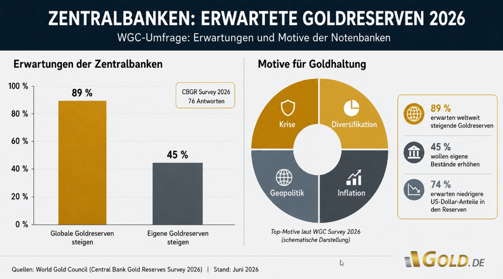 Erwartete Goldreserven der Zentralbanken 2026