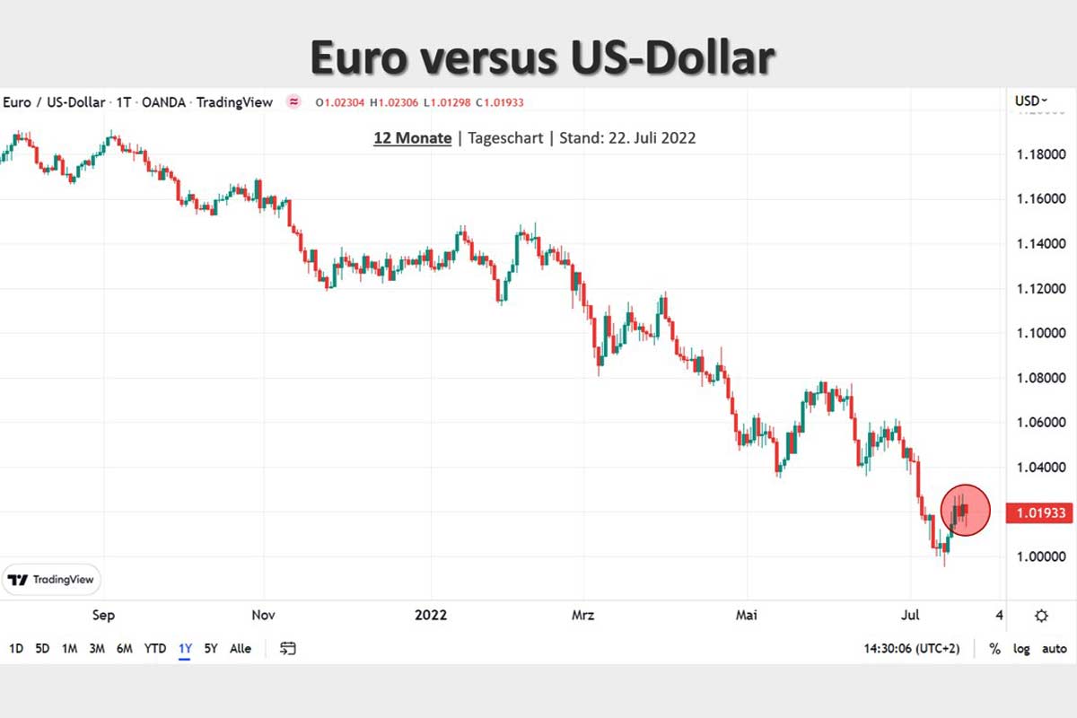 Euro vs. US-Dollar 12 Monats Chart