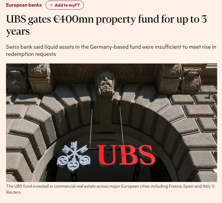 UBS setzt Anteilsrücknahmen aus