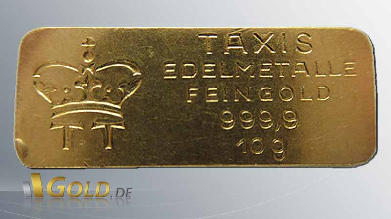 Goldbarren von Thurn & Taxis 10 Gramm Gold mit dem Fürstlichem Logo